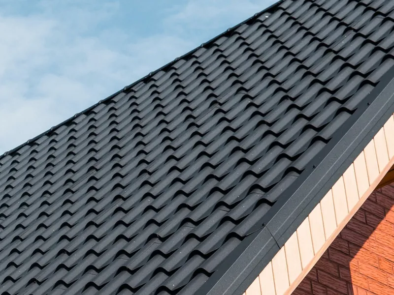 White bargeboard and roofline trim along the edge of a tiled roof
